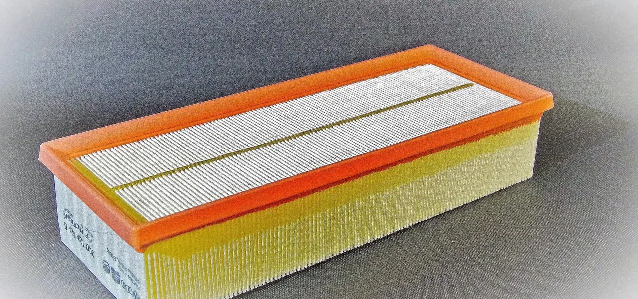 Filtro de aire de motor nuevo, de panel rectangular con marco de goma naranja y pliegues de papel